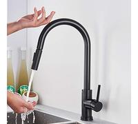 Touch Sensor Kitchen Faucet with Pull Down Sprayer Brass Smart Touch Activated Sink Tap Deck Mount Single Handle Mixer Modern Black d Finish for Kitchen