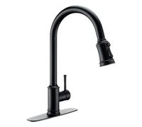 Touch Sensor Pull-Out Mixer Faucet countertop Mounted Kitchen Faucet hot and Cold Water Swivel spout Three-Function Single Handle Hole（Nero）