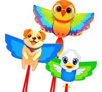 Touch the sky Animal Kite for Adults, Easy to Fly, Exquisite Fabrics and Unique Structure Design, Excellent Outdoor Games and Activity Toys, Suitable for Beginners. (Cartoon Dog & Bird & Duck)