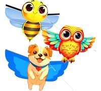 Touch the sky Animal Kite for Adults, Easy to Fly, Exquisite Fabrics and Unique Structure Design, Excellent Outdoor Games and Activity Toys, Suitable for Beginners. (Cartoon Dog & Bee & Owl)