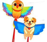 Touch the sky Animal Kite for Adults, Easy to Fly, Exquisite Fabrics and Unique Structure Design, Excellent Outdoor Games and Activity Toys, Suitable for Beginners. (Cartoon Bird & Dog)