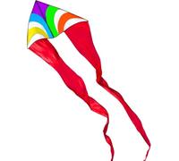 Touch the sky Colourful Triangle Kite with Double Tails for Kids and Adults, Easy to Fly, Exquisite Fabrics and Unique Structure Design, Excellent Outdoor Games, Suitable for Beginners.