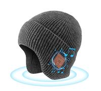 TOUCH TWO® Bluetooth Beanie Hat with Headphones, Wireless Winter Hat Built in Microphone and Stereo Speakers, Gift for Unisex, Dark Grey, One size