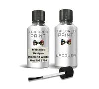 Touch Up Paint For Mercedes 2000-Present Designo Diamond White Met 799 9799 Quality Stone Chip Scratch Repair (Touch Up Paint + Lacquer)