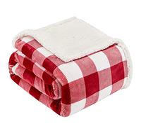 Touchat Sherpa Red and White Buffalo Plaid Christmas Throw Blanket, Fuzzy Fluffy Soft Cozy Blanket, Fleece Flannel Plush Microfiber Blanket for Couch Bed Sofa (60" X 70", Red and White)…