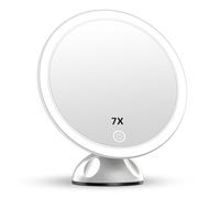 TOUCHBeauty 7X Magnifying Mirror with Full Circle LED Lights & Suction Cup, Anti-Fog, Dimmable Touch Control, 360° Magnetic Swivel, Perfect Christmas Day for Women, Bathroom Vanity, Shaving, Travel