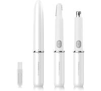 TOUCHBeauty Electric Eyebrow Trimmer, Ladies Hair Trimmer, Nose Ear Trimmer, 2 in 1 Hair Trimmer for Women and Men, Painless Trim Brow Peach Fuzz, Battery Powered RAG-1458 (White)
