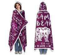 Touchbetter Mother's Day Birthday Gifts for Mama Bear Sherpa Wearable Blanket Hoodie,Christmas Mama Bear Gifts Hooded Blanket,Mom Birthday Gifts,70.8" X 47.3"