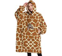 Touchbetter Wearable Oversized Blanket,Sherpa Blanket Hoodie with Super Pockets,Super Warm Fuzzy Pullover for Women & Men, Brown Giraffe Skin, One Size