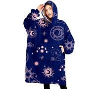 Touchbetter Wearable Oversized Blanket,Sherpa Blanket Hoodie with Super Pockets,Super Warm Fuzzy Pullover for Women & Men, Boho Moon Sun, One Size