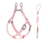 Touchdog Classic Y-Shape Dog Harness and Leash Set, Durable Adjustable No-Pull Step in Dog Harness for Small Medium Dogs, Soft Nylon Walking Harness for Daily Use and Outdoor Training (Pink, XS)