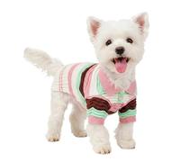 TOUCHDOG Knitted Dog Sweater for Small and Medium Dogs, Soft Warm Puppy Sweater, Cozy Pullover Pet Clothes for Cold Weather (Pink, Small)
