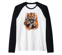Touchdown American Football Game Day Thanksgiving Tiger Cool Raglan Baseball Tee