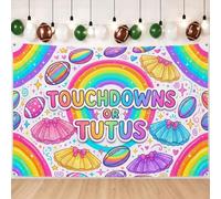 Touchdowns or Tutus Gender Reveal Football Backdrop Banner 71x43 Inch