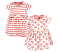 Touched by Nature Baby Girls' Organic Cotton Dress, Playwear, Tulip Short Sleeve 2 Pack, 6-9 Months (Pack of 2)