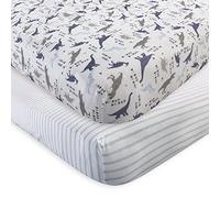 Touched by Nature Unisex Baby and Toddler Organic Cotton Crib Sheet, Dino, One Size
