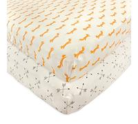 Touched by Nature Unisex Baby and Toddler Organic Cotton Crib Sheet, Fox, One Size