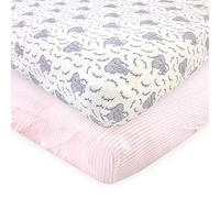 Touched by Nature Unisex Baby and Toddler Organic Cotton Crib Sheet, Girl Elephant, One Size