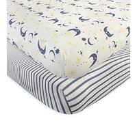Touched by Nature Unisex Baby and Toddler Organic Cotton Crib Sheet, Moon, One Size