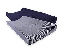 Touched by Nature Unisex Baby Organic Cotton Changing Pad Cover, Navy Heather Gray, One Size