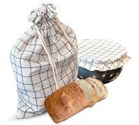 Touchet Heritage Reusable Linen Bread Bags with Bowl Cover - Homemade Bread Storage & Proofing Cover Set