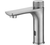 Touchless Automatic Sensor Faucet for Bathroom Sink Brushed Finish Hands Free Basin Mixer Tap