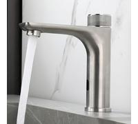 Touchless Bathroom Faucet Sensor-Activated Single Handle Automatic Cold & Hot Water Brushed inless Steel Modern Washbasin Tap Easy Inllat Made in China