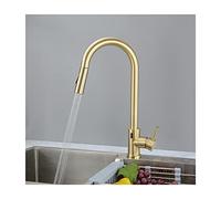 Touchless Kitchen Faucet, Stainless Steel Sink with Pull Down Sprayer,High Arc Smart Motion Sensor Single Handle with 2 Functions, Deck Mounted,Black(Brushed Gold)