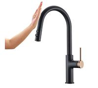 Touchless Kitchen Faucet with Pull Down Sprayer, Touch Inducing Single Handle Smart Kitchen Sink Alloy 360°Rotation Hot and Cold Water Mixer Tap,Black Kitchen Sink Faucets