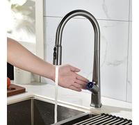 Touchless Kitchen Faucet with Put Down Sprayer, Touch Screen Kitchen Faucet with Temperature Display, Smart Sensor Kitchen Faucet, Brass Kitchen Sink Faucet, Kitchen Mixer Tap,Gray