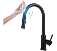 Touchless Kitchen Faucet with Smart Sensor, Two spout Modes, Single-Lever Mixer, Easy Installation, Modern Black Induction Faucet for Effortless Cooking and Cleaning.