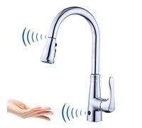 Touchless Kitchen Sink Taps Sensor Automatic Sensor Kitchen Sink Mixer Faucet with Pull-Down Sprayer Single Lever Swivel Spout Chrome…