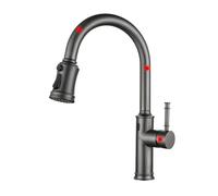 Touchless Kitchen with Pull Out Sprayer - Sensor-Activated Grey Tap, 360° Swivel Spray Head, Modern Sink Fixture for Easy Cleaning and Convenience