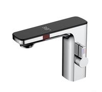 Touchless Sensor Basin Faucet Automatic Infrared Bathroom Tap with Digital Display and Temperature Indicator (Chrome)