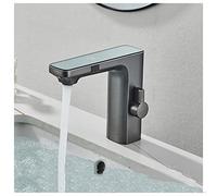 Touchless Sink Sensor Faucet, Automatic Motion Bathroom with Temperature Display, Single Handle Metal Faucets Ideal for Kitchen, Basin, Hotel,Chrome(Gris)