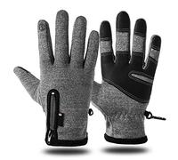 Touchsceen Fleece Insulated Gloves, Thermal Windproof Snowproof Warm Gloves Winter Sports Ski Snowboard Riding Motocycling Bike Mittens Hiking Camping Driving Gloves (Upgraded Grey, XXL for men)