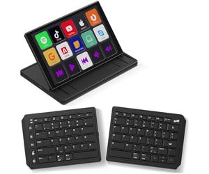 Touchscreen Keyboard with Stream Deck, Split Ergonomic Keyboard+8" Mini Screen Monitor, bluetooth, Macro keys trigger actions in apps and software like OBS, Twitch, YouTube and more, works with Mac/PC