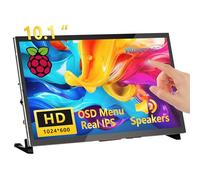 Touchscreen Monitor for Raspberry Pi, 10.1'' IPS LCD Screen 1024 * 600 Responsive and Smooth Touch, Built-in Dual Speakers, HDMI Input, Compatible with Raspberry Pi 5/4/3/Zero, Easy Set-up Driver-free