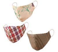 Touchstone Checked Cotton Face Masks Small Size Reusable Washable Handcrafted Double Layer for women, men. (Pack of 3). Green Purple Black