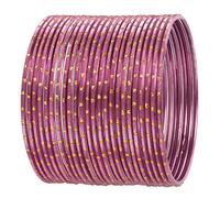 Touchstone Colorful 2 Dozen Bangle Collection Collection Indian Bollywood Alloy Metal Textured Grape Wine Designer Jewelry Special Large Size Bangle Bracelets Set of 24 in Antique Gold Tone for Women