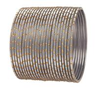 Touchstone Colorful 2 Dozen Bangle Collection Collection Indian Bollywood Alloy Metal Textured Grey Designer Jewelry Special Size Bangle Bracelets Set of 24 in Antique Gold Tone for Women