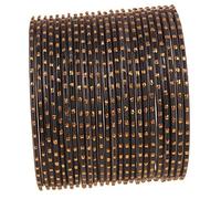 Touchstone "Colorful 2 Dozen Bangle Collection Indian Bollywood Alloy Metal Textured Blasting Blue Designer Jewelry Bangle Bracelets Set of 24 in Antique Gold Tone for Women