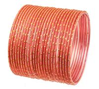 Touchstone "Colorful 2 Dozen Bangle Collection Indian Bollywood Alloy Metal Textured Carrot Red Designer Jewelry Bangle Bracelets Set of 24 in Antique Gold Tone for Women