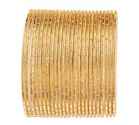 Touchstone "Colorful 2 Dozen Bangle Collection Indian Bollywood Alloy Metal Textured Cream Golden Jewelry Special Large Size Bangle Bracelets Set of 24 in Antique Gold Tone for Women