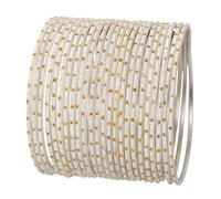 Touchstone "Colorful 2 Dozen Bangle Collection Indian Bollywood Alloy Metal Textured Cream Golden Jewelry Special Size Bangle Bracelets Set Of 24 In Antique Gold Tone For Women
