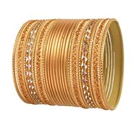 Touchstone "Colorful 2 Dozen Bangle Collection Indian Bollywood Alloy Metal Textured Golden Designer Jewelry Bangle Bracelets. Set Of 24. In Antique Gold Tone For Women