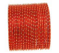 Touchstone "Colorful 2 Dozen Bangle Collection Indian Bollywood Alloy Metal Textured Light Orange Designer Jewelry Special Large Size Bangle Bracelets Set of 24 in Antique Gold Tone for Women