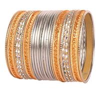 Touchstone "Colorful 2 Dozen Bangle Collection Indian Bollywood Pastel Light Grey Golden Glaze Designer Jewelry Special Large Size Bangle Bracelets Set Of 24 In Gold Tone For Women