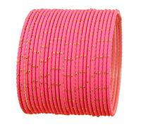 Touchstone "Colorful Bangle Collection Indian Bollywood Exclusive Golden Glaze Hot Pink Color Designer Jewelry Special Large Size Bangle Bracelets. Set of 24 for Women.