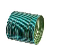 Touchstone "Colorful Bangle Collection Modern Pretty Attractive Look Gorgeous Green Textured Color Wrist Filler Indian Bollywood Thin Designer Jewelry Metal Bangle Bracelets for Women. Set of 24.